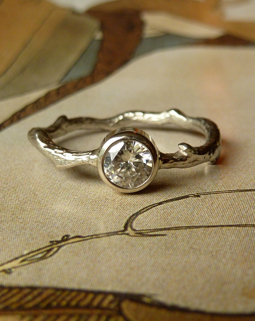 Round Moissanite Branch Ring