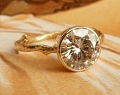 Moissanite Solitaire Branch Ring