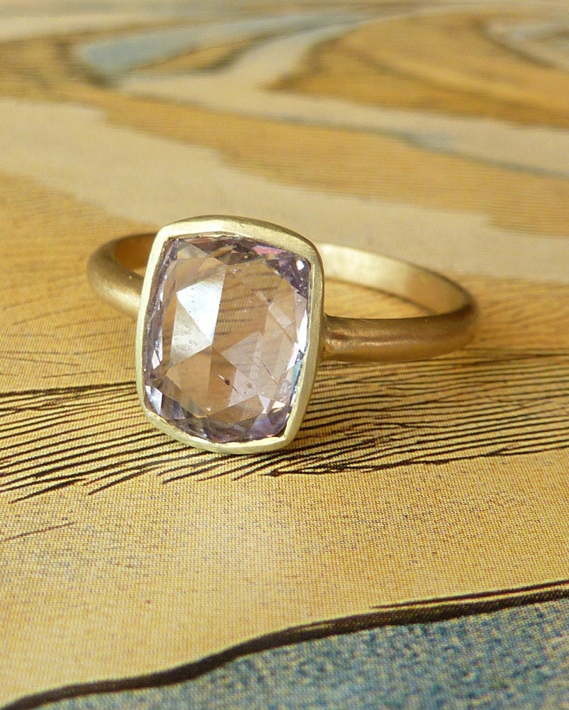 Rose Cut Periwinkle Sapphire Ring