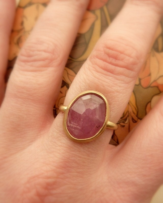 Pink Rose Cut Sapphire Ring - Large