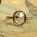 Khaki Green Oval Rose Cut Sapphire Ring