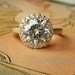 Round Moissanite and Diamond Halo Ring - 14k Yellow Gold