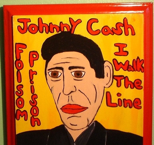 Dan C Pop Outsider Folk Art The Man in Black Johnny Cash 