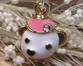 Puppy in Pink Hat Charm - 3 pieces