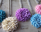 Flower Necklaces,  Huge Dahlia,  Antique Silver, Vintage Inspired Wedding, Set Of SIX, Bridesmaids Gifts, Brides On A  Budget