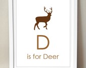 D is for Deer 8x10 Art Print Personalized Baby Boy's room Nursery Decor