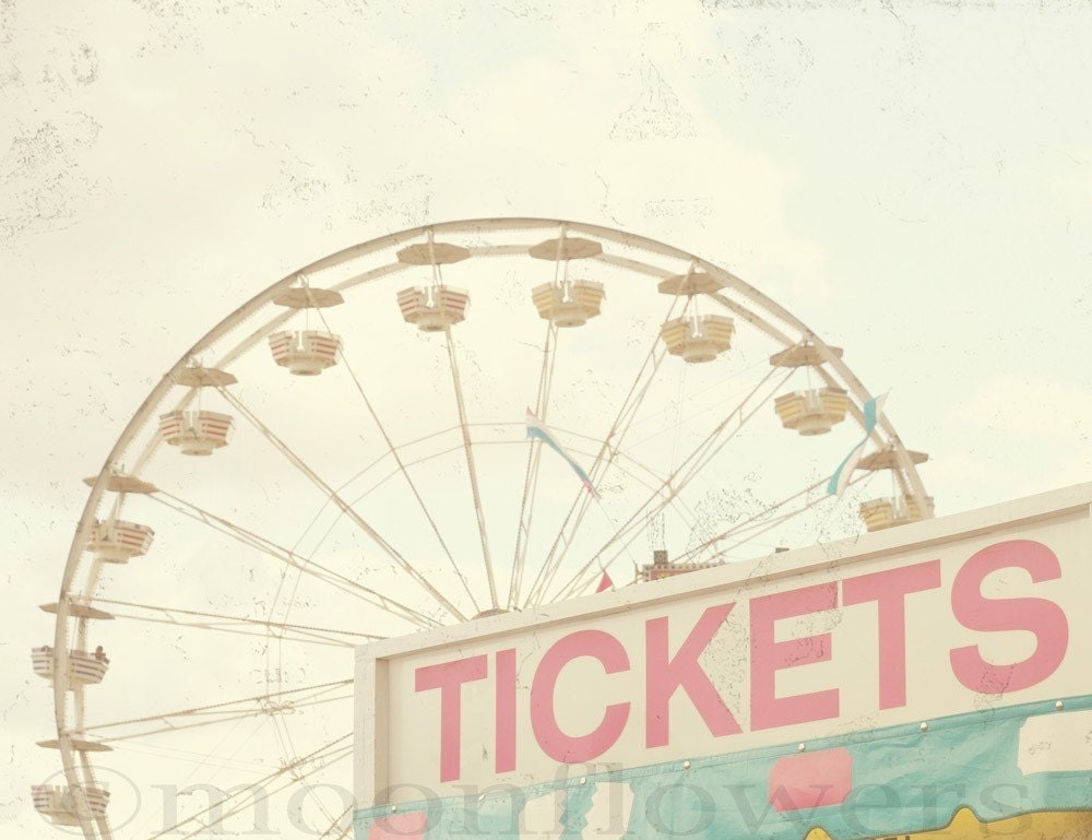 Ticket Booth Large Print 10x13 Carnival Ferris Wheel Dreamy Pink Aqua Blue Feminine Nursery Baby Decor Photograph