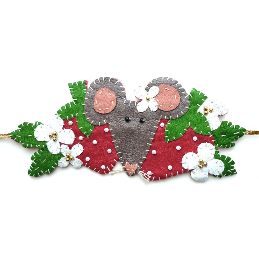 Leather Strawberry Mouse Headband
