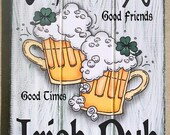 Irish Pub Sign, Personalized Hand Painted Bar Sign with Irish Theme