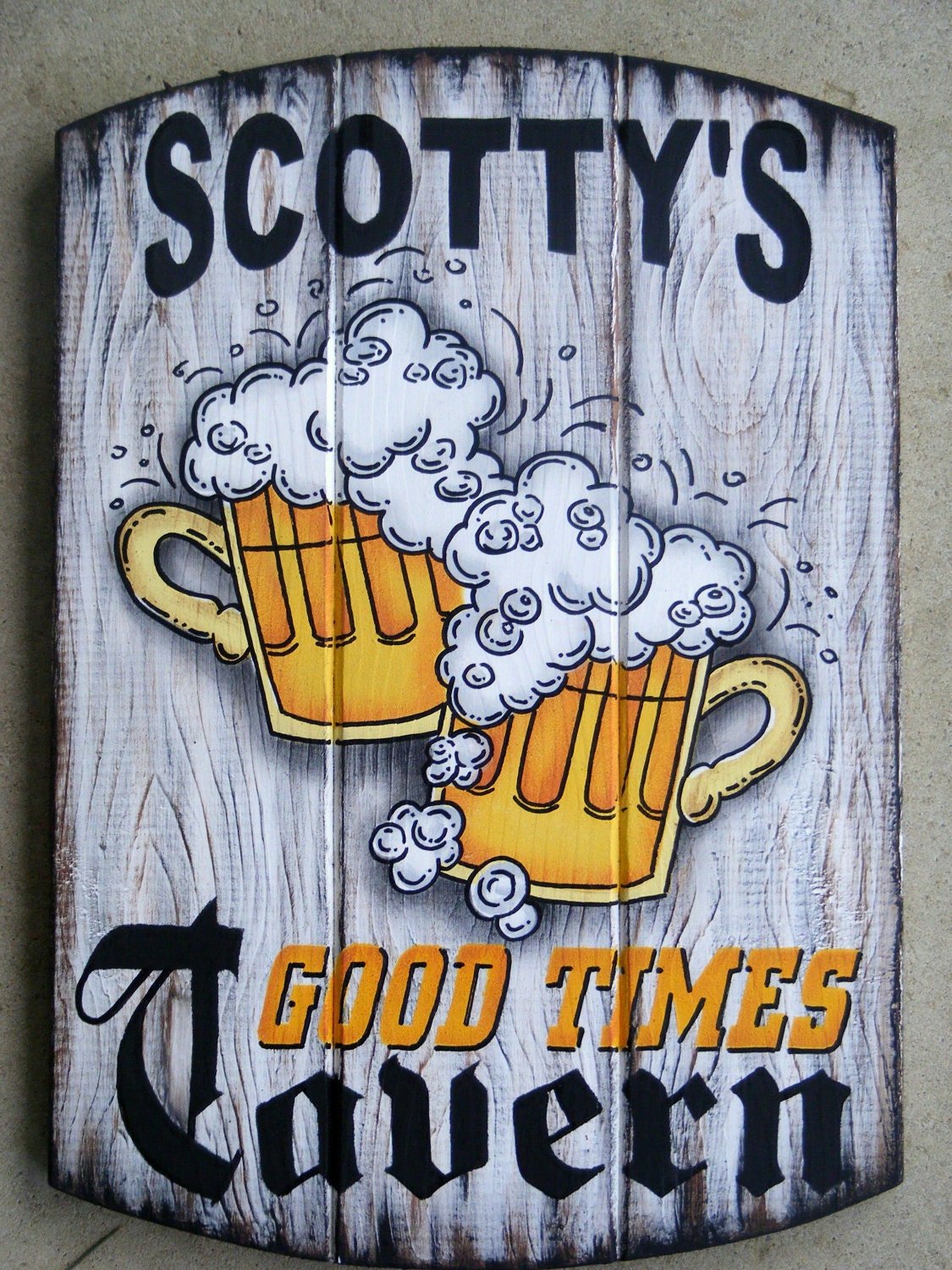 Bar Sign Personalized with You Name, Tavern Sign Hand Painted for your Home Pub.