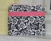 Black and White with Pink Cosmetic Bag, Zipper Pouch
