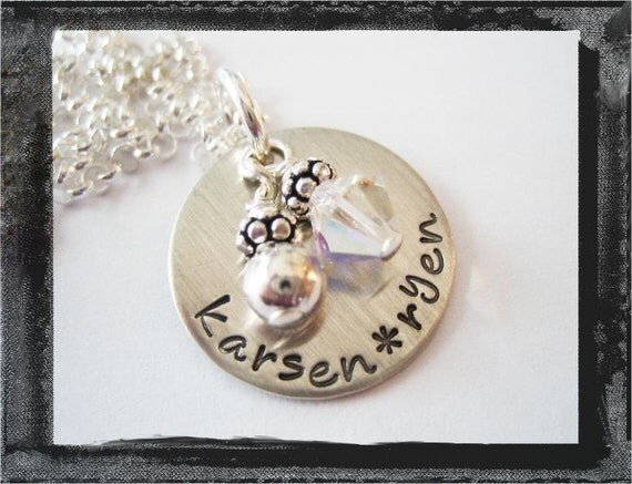 Sterling Silver Name Disc Tag Necklace in FUN FONT