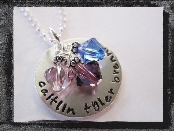 Personalized Necklace in Sterling Silver with Birthstones