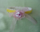 Yellow and White Headband with Purple Flower