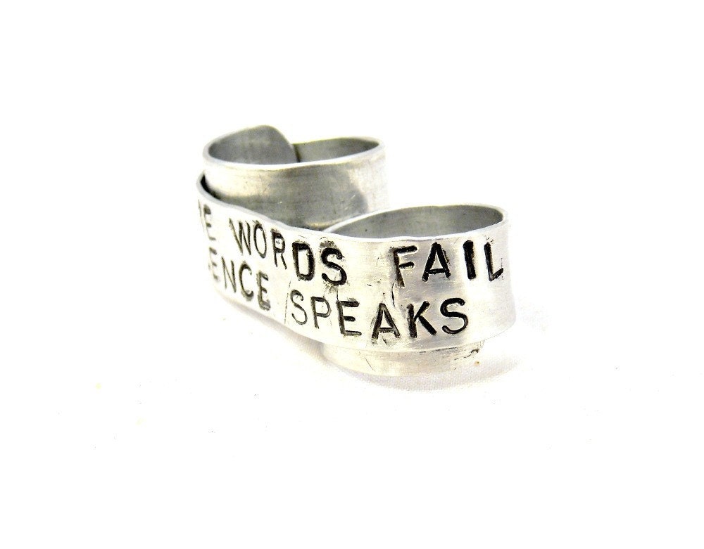 Custom Double Finger Ring - Silence Speaks Banner Ring
