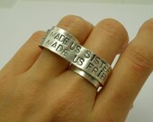 Custom Personalized Ring, Sterling Silver 2 Finger Ring, Personalized Banner Ring - Sisters