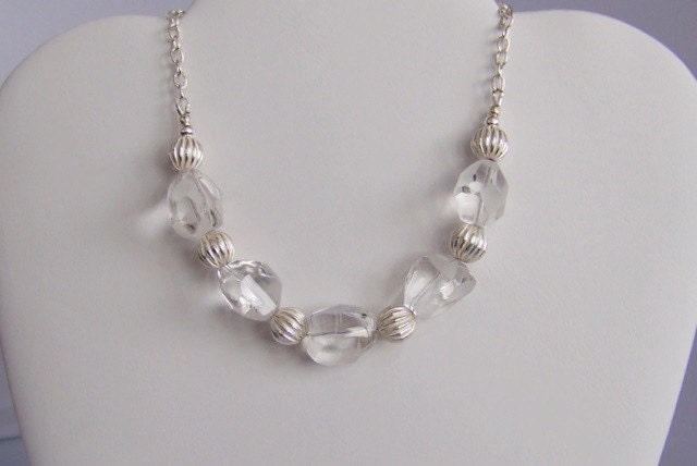 Necklace, Crystal Nuggets and Sterling Silver  JN270