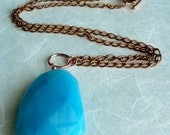 SALE- Take 50% Off - Ibiza - Copper Necklace with Capri Blue Jade Pendant