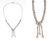 1930s Art Deco Sterling Silver Bow Paste Rhinestone Necklace