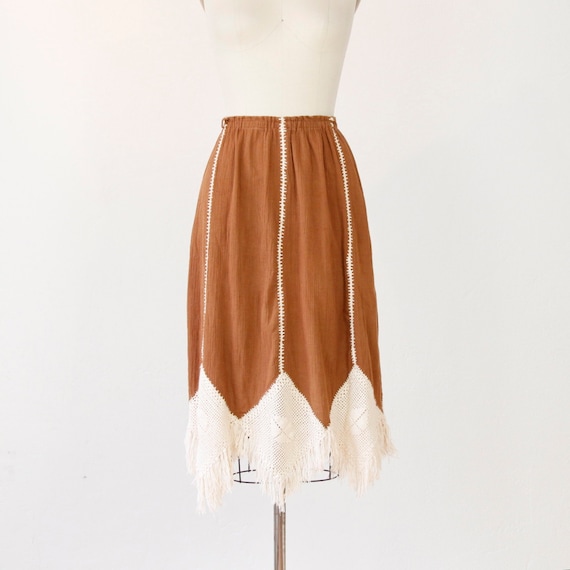 Ethnic Brown Skirt with Cream Embroidery