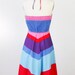 Rainbow Print 1970s Cotton Halter Dress