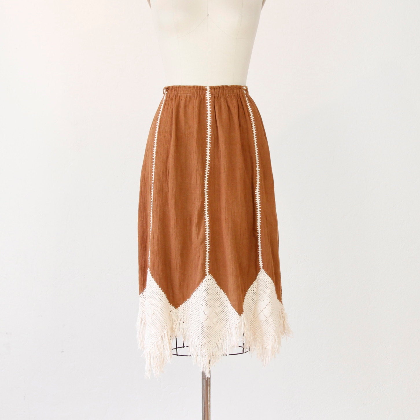Ethnic Brown Skirt with Cream Embroidery