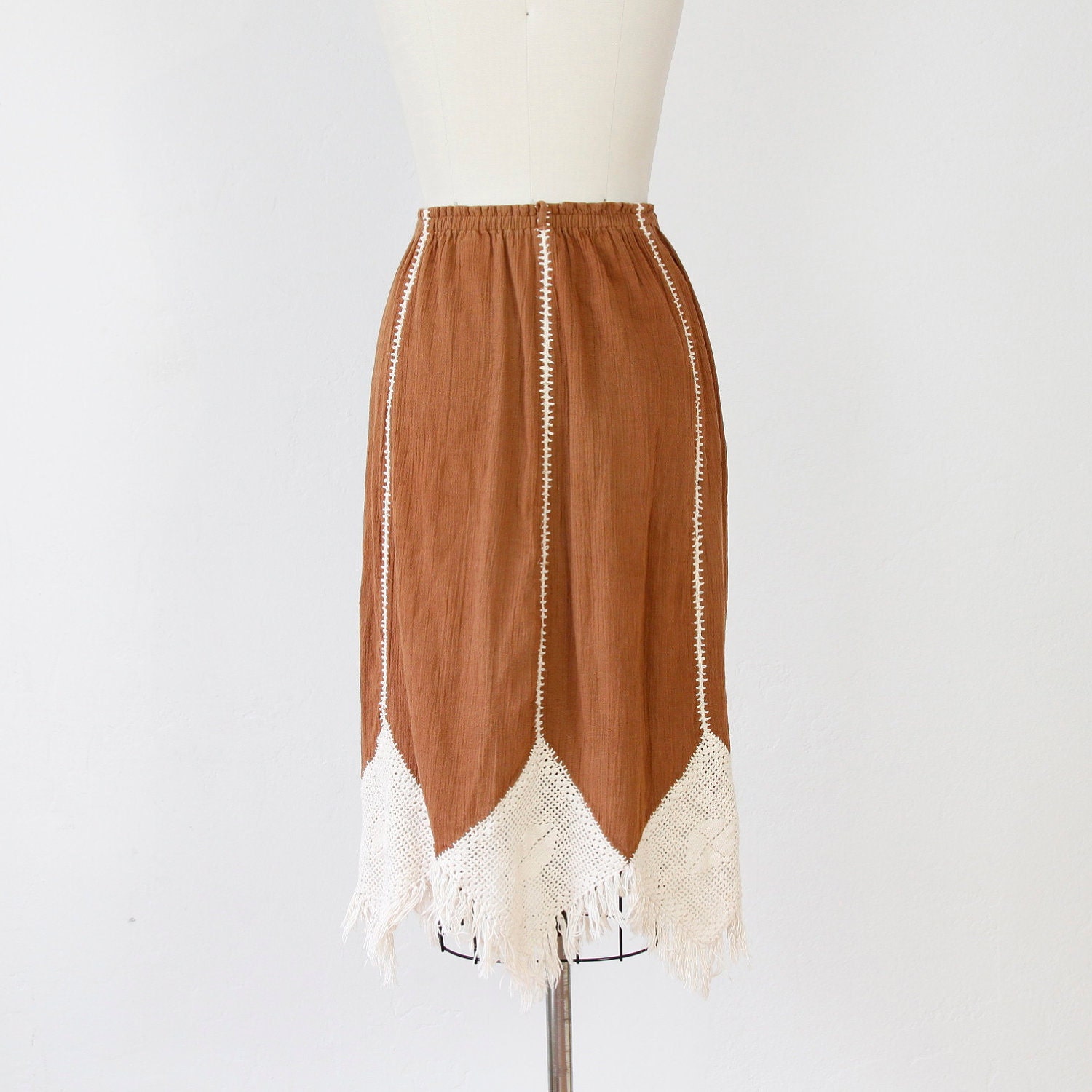 Ethnic Brown Skirt with Cream Embroidery
