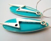 Lightning Bolt and Raindrop Earrings - Rain - Teal Drops & Electric Flash Fashion Jewelry - polishedtwo