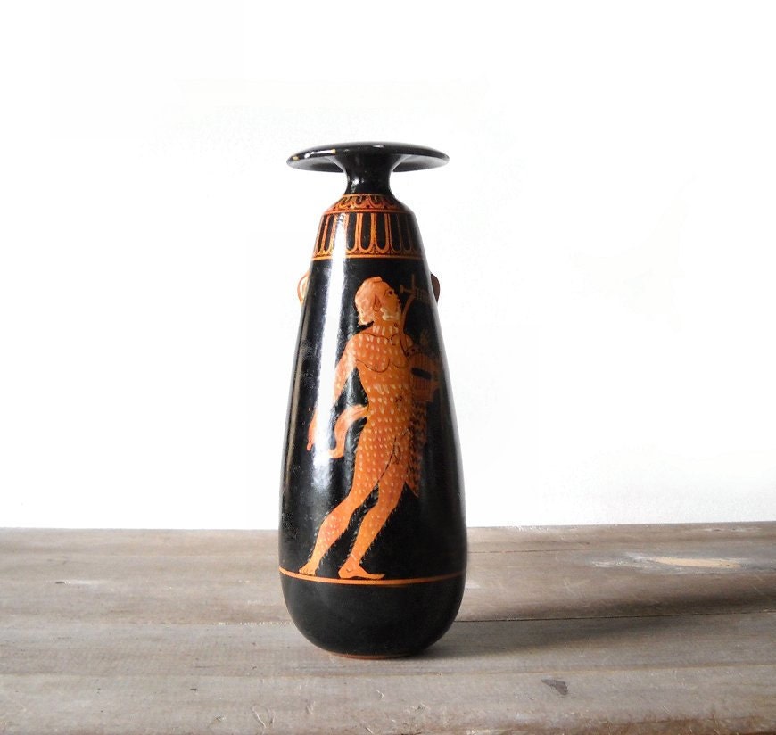 Vintage Terracotta Pottery Vase - Greek Mythology - Art Deco - Akrokeramon Delphi