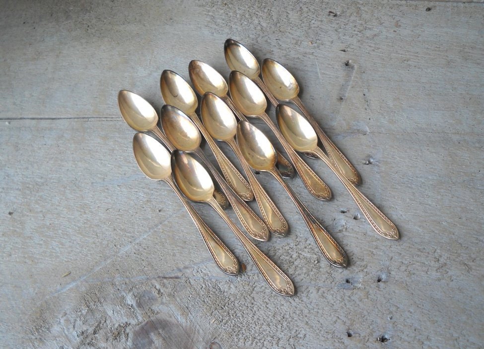 FREE SHIP USA 12 Vintage Silverplate Demitasse Spoons G Bryan England