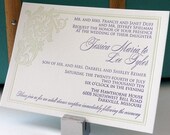 Jessica Letterpress invitation - Violet and Sage Green Classic Victorian Design
