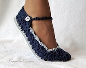 Slippers Crochet Pattern Skinny Flats 4 sizes Emailed PDF 21