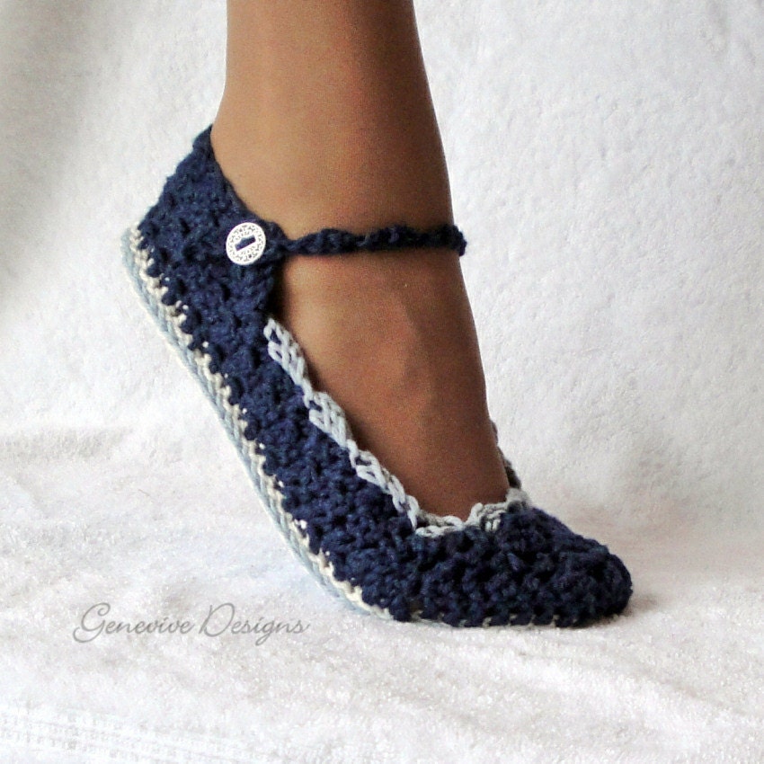 Slippers Crochet Pattern Skinny Flats 4 sizes Emailed PDF 21