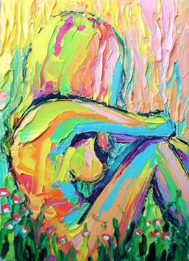 Impasto abstract nude oil painting by Aja