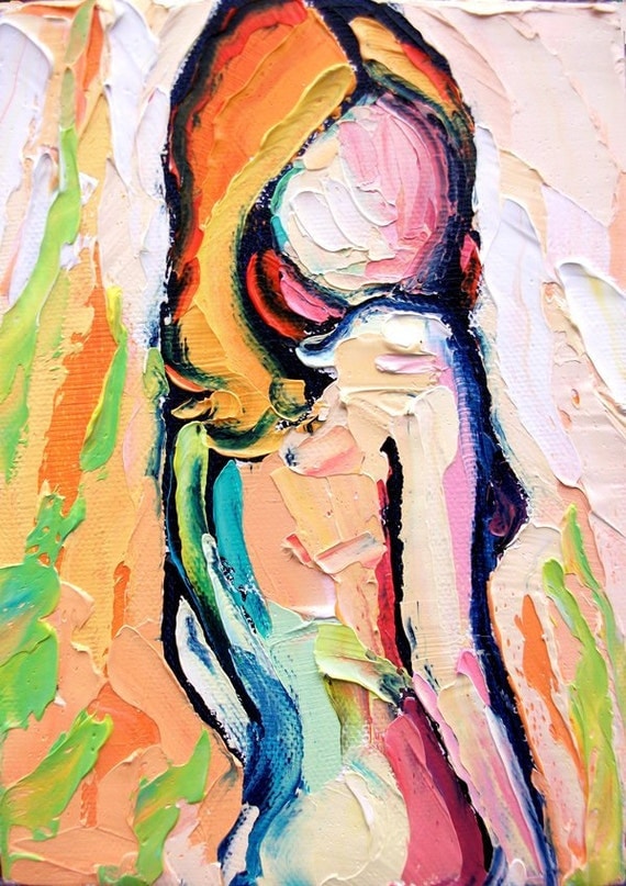 Femme 2 - Large 18x24 abstract nude signed print reproduction by Aja ebsq