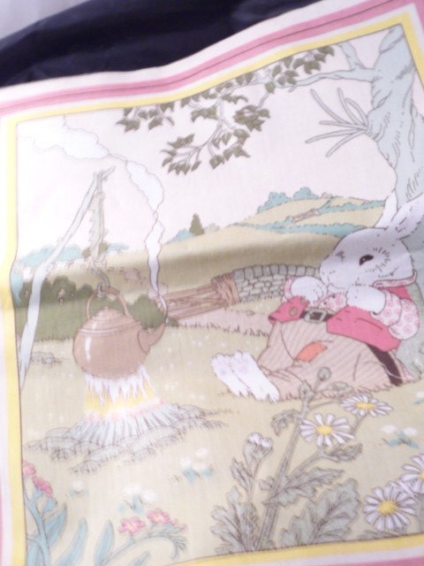 four Peter Cotton Tail Rabbit garden Fabric Panels