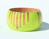 Neon Yellow Stained Wood Bangle- S - XL