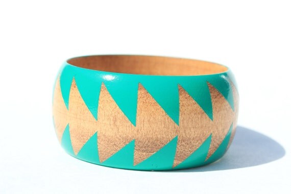 Emerald Green Stained Wood Bangle- S-XL