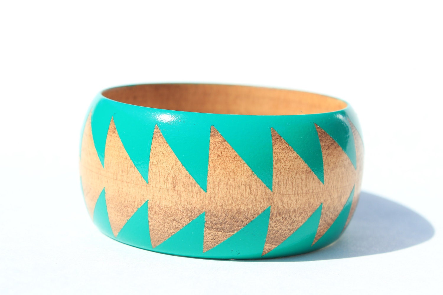 Emerald Green Stained Wood Bangle- S-XL