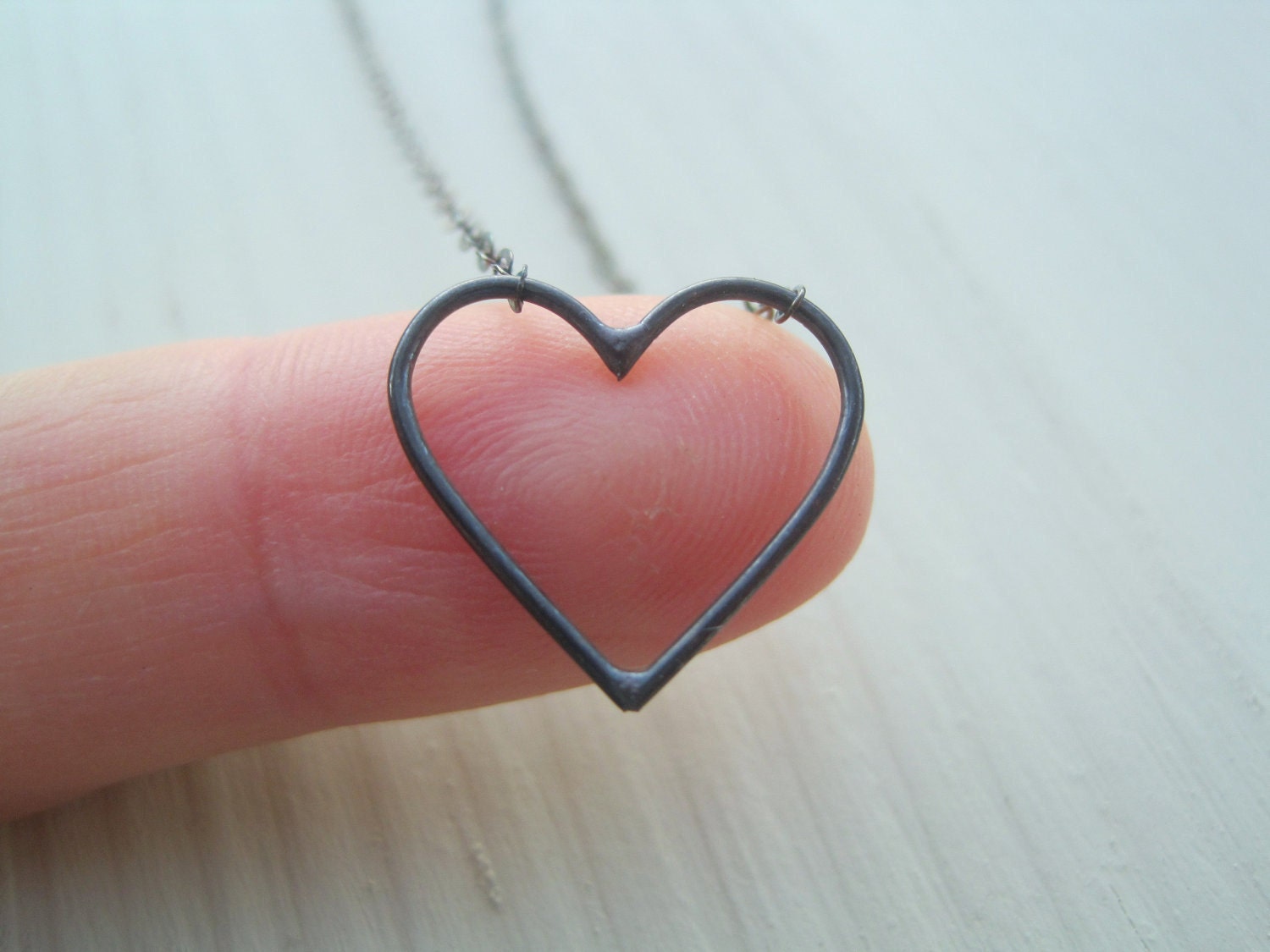 Black Heart Necklace - TINY HEART, oxidized sterling silver jewelry, small pendant, maryandjane - maryandjane