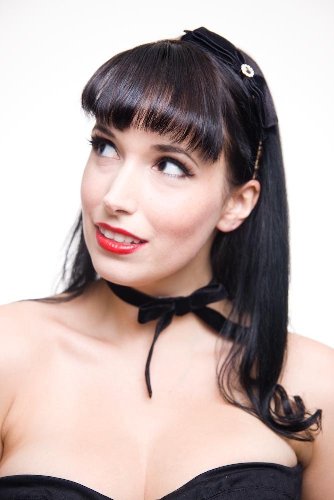Lady Loves Leopard French Satin and Velvet Bow Headband by Samantha Sultana - Rhinestone,Prom,Pin Up,Rockabilly,Burlesque,Cocktail,Mad Men