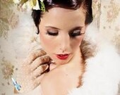 Lady Astor Floral Headband, by Samantha Sultana - Ivory Green,Bridal,Wedding,Floral Headband,Boho,Vintage Inspired,Burlesque,Shabby Chic