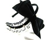 Dietrich Darling Vintage Tuxedo Ruffle Headband by Samantha Sultana- Prom,Pin Up,Formal,Burlesque,Black Tie,Gothic Lolita,Harajuku,Bow
