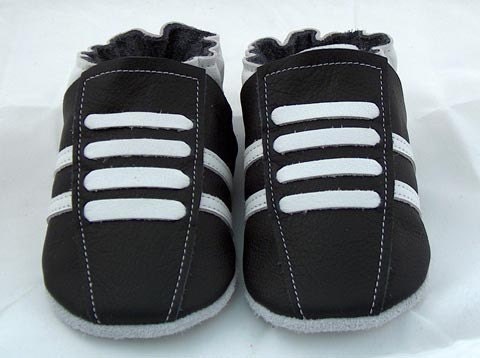 NEW soft sole leather BABY crib shoes black running pick your size