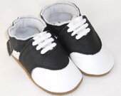 Soft sole leather black and white saddle shoes pick your size