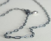 16 Inch RECTANGLE Link Oxidized Sterling Silver Chain