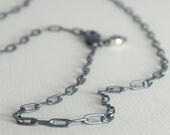25 Inch RECTANGLE Link Oxidized Sterling Silver Chain