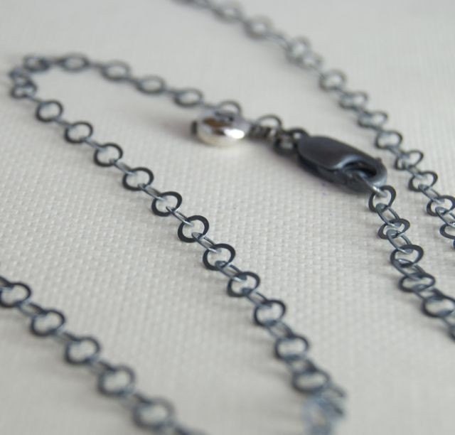 25 Inch ROUND Link Oxidized Sterling Silver Chain