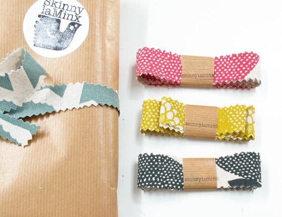 Three Fabric ribbons - Flower fields