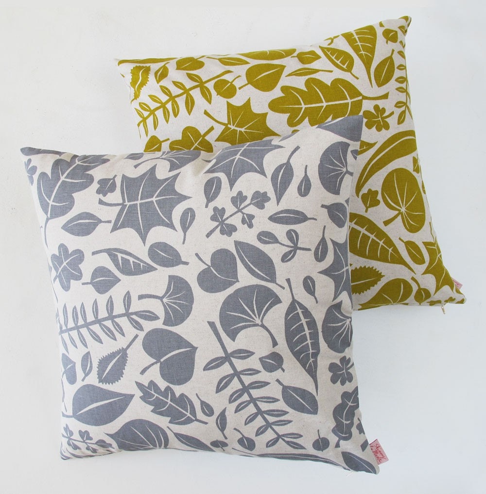 Leaves cushion cover 50 x50 -  winter grey